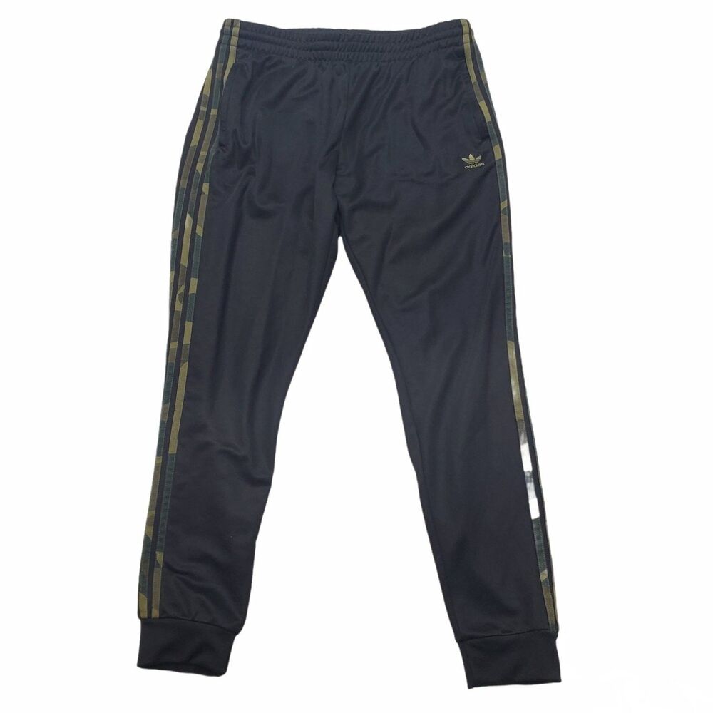 adidas SST Track Pants Mens XL Black Tapered Leg Embroidered Cuffed